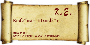 Krámer Elemér névjegykártya